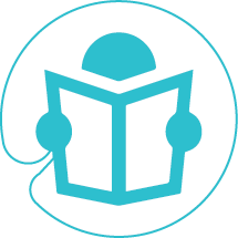 Blue cartoon man reading a book